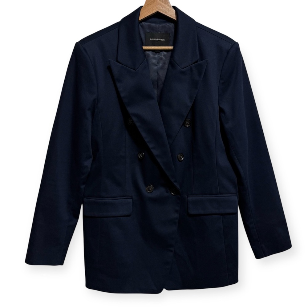 Banana Republic Factory Stretch Cotton Icon Blazer Double Breasted